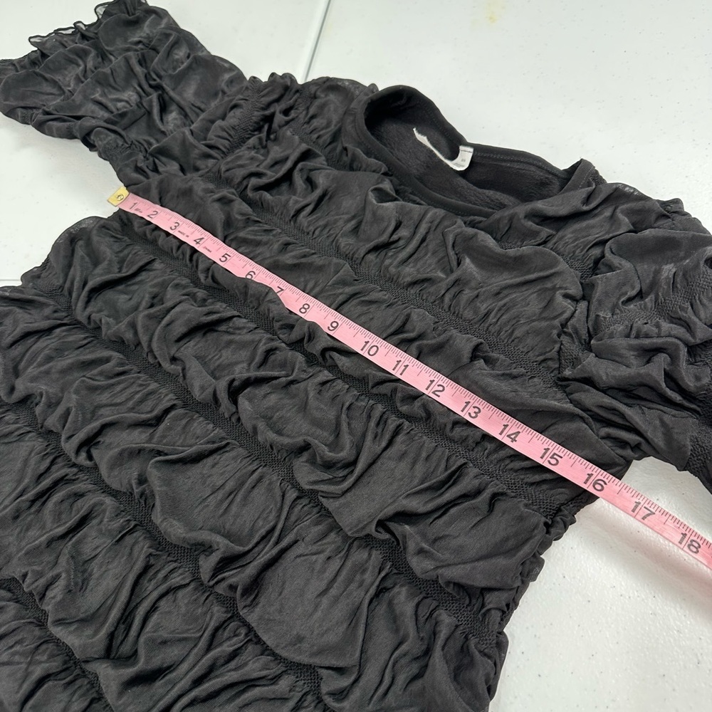 Boutique Dressy Modest Classy Cascade Ruffle Midi Dress Black - Picture 7 of 10